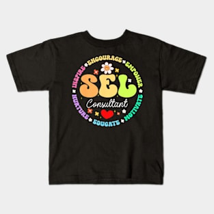 Groovy Social Emotional Learning Teacher SEL Consultant Kids T-Shirt